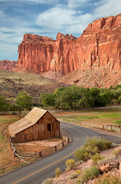 Morman Settlement Barn, Capital Reef N P The Gifford Barn at the Mormon Settlement of Fruita at Capital Reef National Park fruita colorado stock pictures, royalty-free photos & images