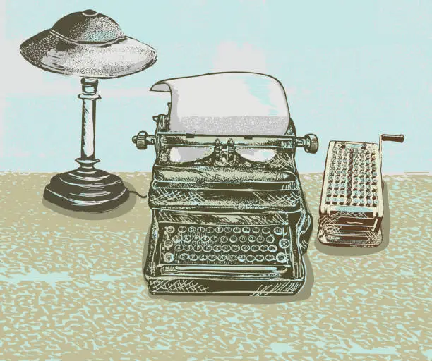 Vector illustration of Vector illustration of assorted vintage desk items