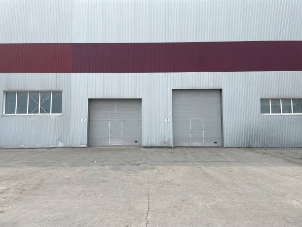 istock a closed door of a huge warehouse storage dock 1343411206