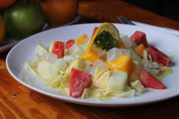 istock A plate of creamy fresh fruit salad 1343412501