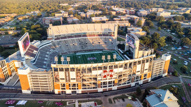 Davis Wade Stadium, home of the Mississippi State Bulldogs football team. Starkville, MS - September 24, 2021: Davis Wade Stadium, home of the Mississippi State Bulldogs football team. mississippi state university stock pictures, royalty-free photos & images