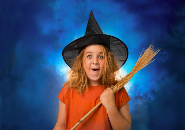 istock Child witch on the smoke 1343412697