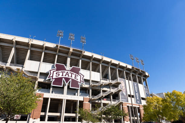 Davis Wade Stadium, home of the Mississippi State Bulldogs football team in Starkville, MS Starkville, MS - September 24, 2021: Davis Wade Stadium, home of the Mississippi State Bulldogs football team. mississippi state university stock pictures, royalty-free photos & images