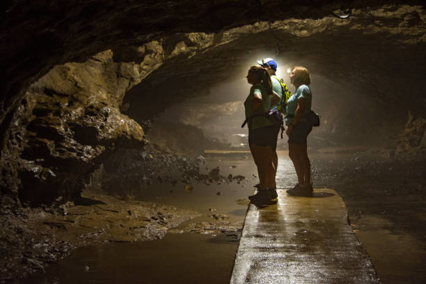 istock Maquoketa Caves State Park - Three Cave Hikers Close-up 1343415667