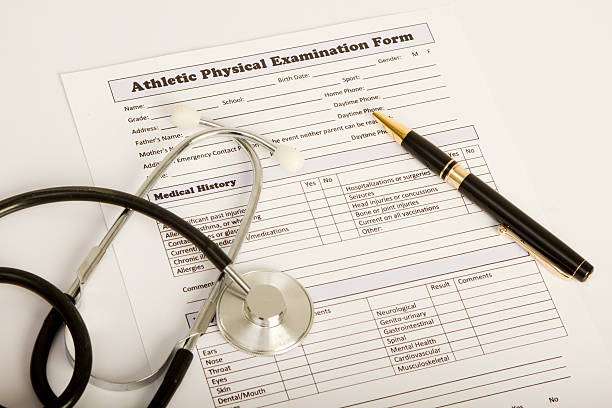istock Physical examintaion form with stethoscope and pen on it 134341695