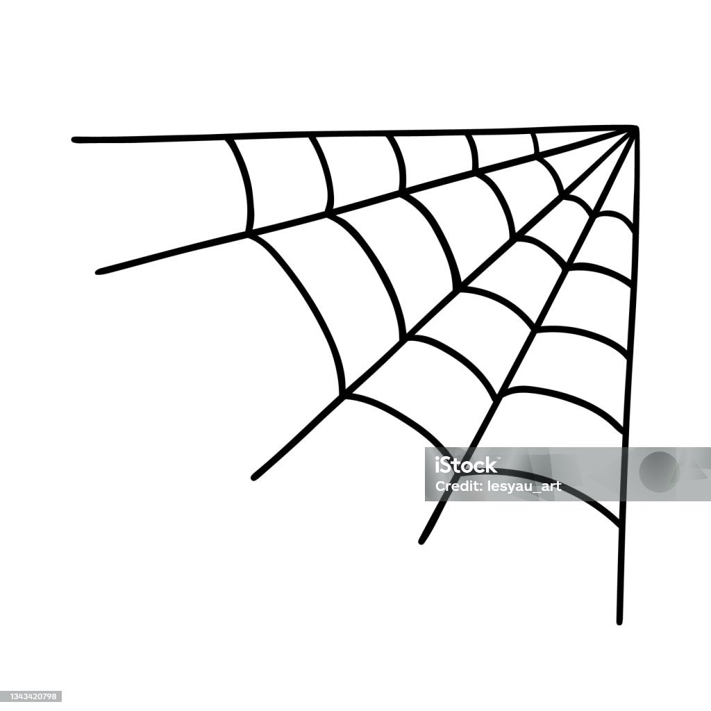 Corner Spider Web In Doodle Style Stock Illustration - Download Image Now -  Spider Web, Computer Graphic, Corner - iStock