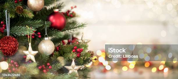 Sfondo Dellalbero Di Natale - Fotografie stock e altre immagini di Natale - Natale, Albero di natale, Sfondi