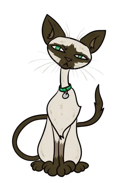 Vector illustration of Curious Siamese Cat