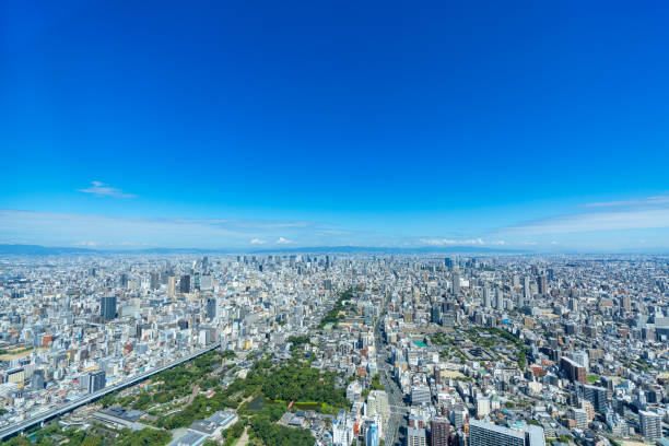 アベノ・ハルカスから晴れた日の大阪市 - cityscape ストックフォトと画像