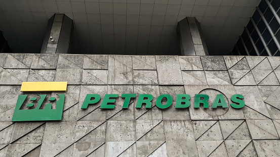 Front view of Petrobras Petroleo Brasileiro S.A. Company Main Office in Rio de Janeiro, Brazil. High quality photo