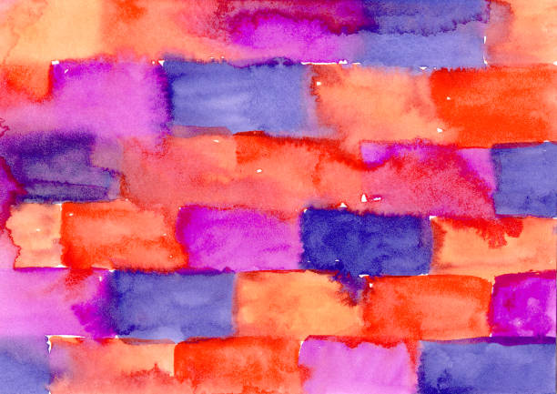 istock Watercolor paint abstract multicolored Background. orange, red and purple Spots and splashes brick and stone texture. Backdrop of Spot for packaging and web 1343446758