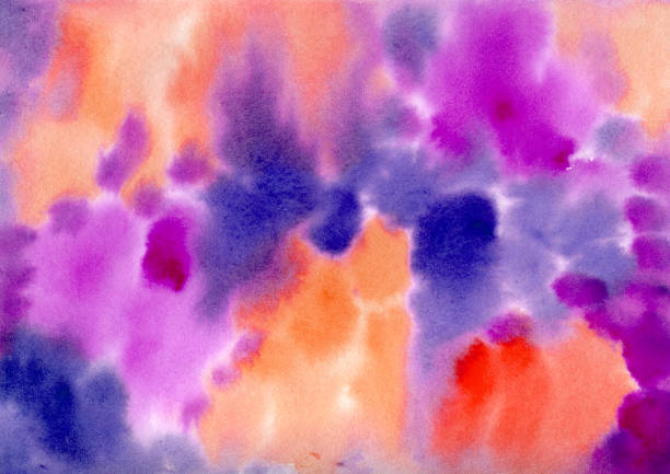 istock Watercolor paint abstract multicolored background. Orange, red and purple Spots and splashes Blobs texture. Backdrop of Spot for packaging and web 1343446809