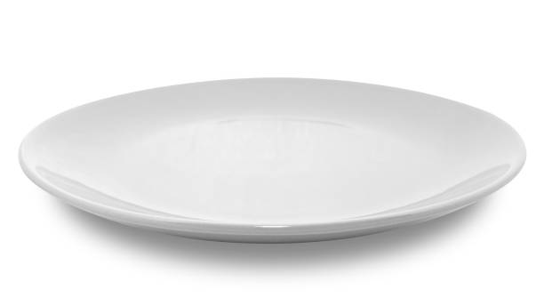 istock Grey circle ceramics plate isolated on white background. 1343451334