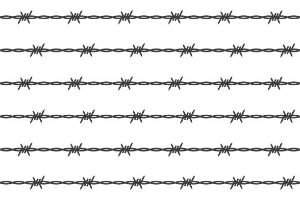 有刺鉄線の背景 - barbed wire fence wire danger点のイラスト素材／クリップアート素材／マンガ素材／アイコン素材