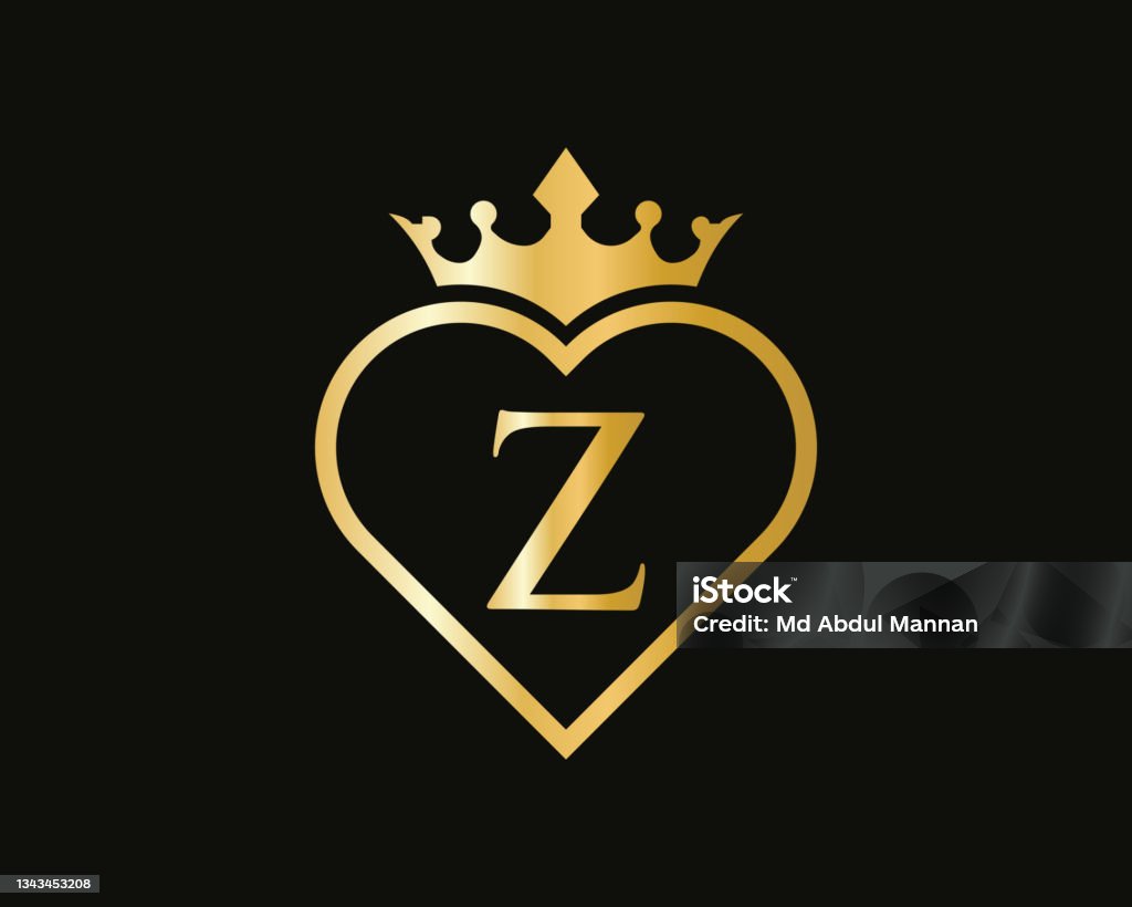 Z Logo With Crown And Love Shape Heart Letter Z Logo Design Gold ...