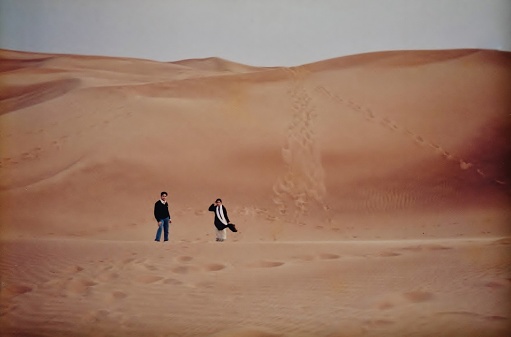 Enjoying the sand dunes in Dubai.