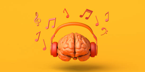 istock Brain with headphones and musical notes. Creativity. Copy space. 3D illustration. 1343466407