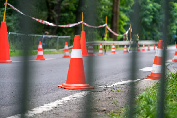 istock Traffic cones on a street 1343466590