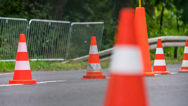 istock Traffic cones on a street 1343466871