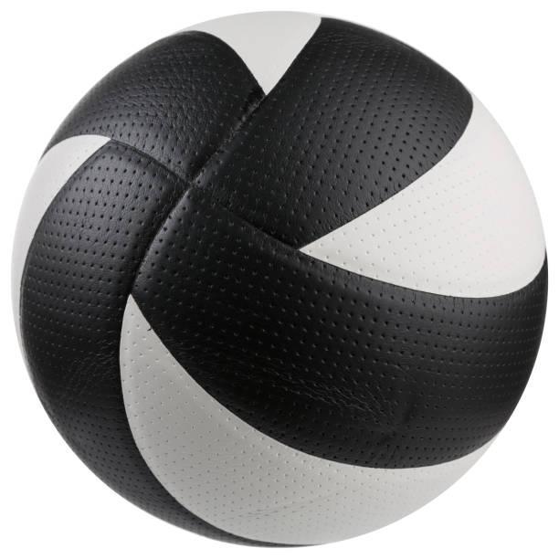 istock volleyball ball with white and black stripes, on a white background 1343469908