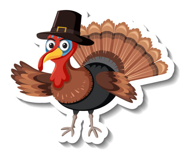 Isolated turkey sticker on white background Isolated turkey sticker on white background illustration thanksgiving live wallpaper stock illustrations