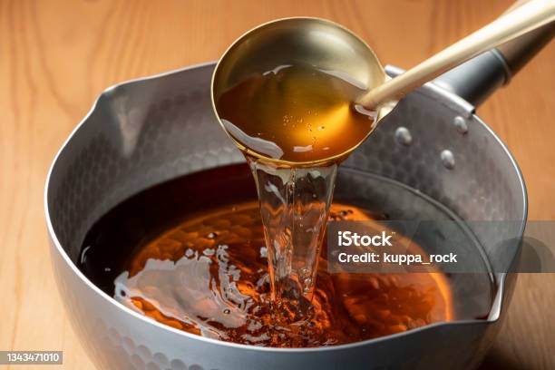 Making Soup Stock For Japanese Cuisine Stock Photo - Download Image Now - Udon Noodles, Dashi Broth, Soy Sauce