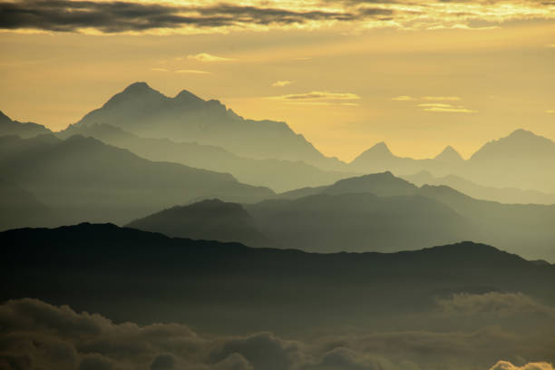 Himalayan view from a mountain village in Nepal