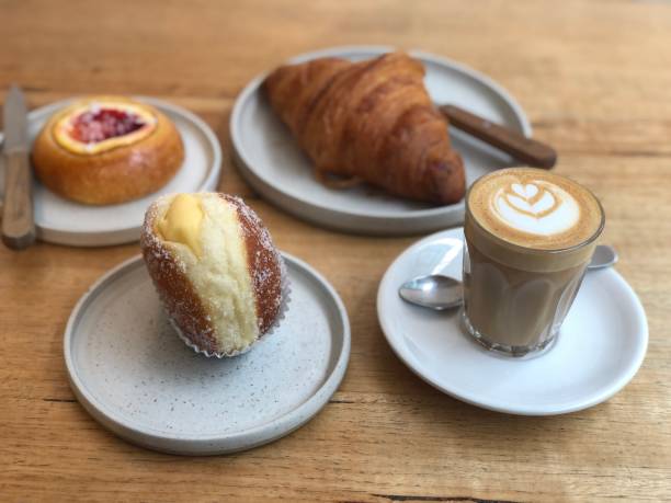istock The cafe latte and the breads 1343475984