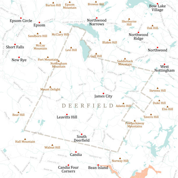 illustrazioni stock, clip art, cartoni animati e icone di tendenza di mappa stradale nh rockingham deerfield vector - saddleback mountain