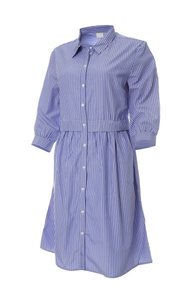 istock Beautiful striped shirt dress on white background 1343477334
