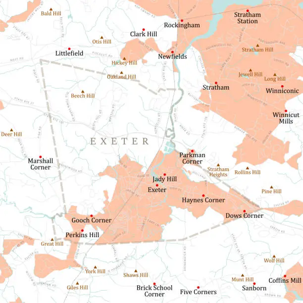 Vector illustration of NH Rockingham Exeter Vector Road Map