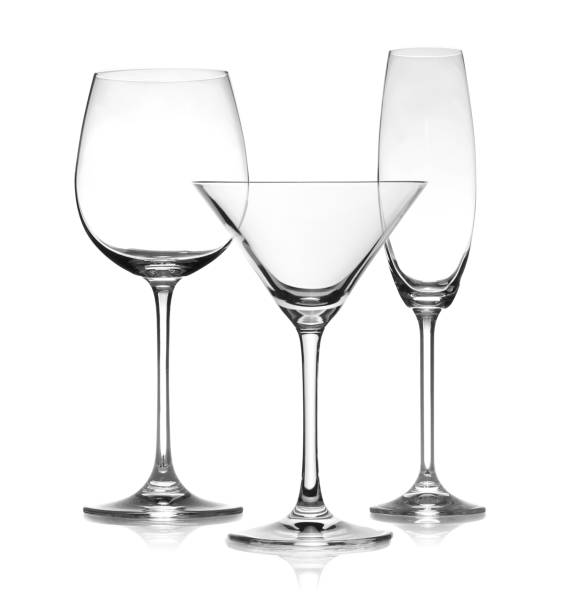 istock Set of empty glasses on white background 1343477440