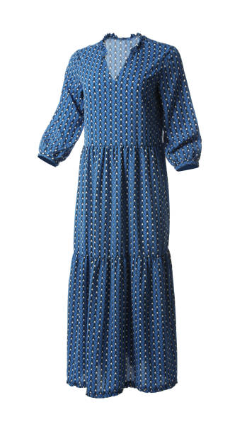 istock Beautiful long blue dress on white background 1343477534