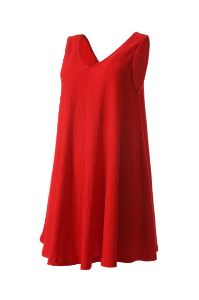 istock Beautiful short red dress on white background 1343477538