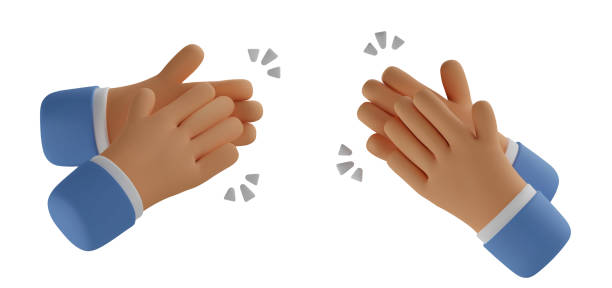 illustrations, cliparts, dessins animés et icônes de icône 3d frappant des mains - clapping applauding gratitude human hand