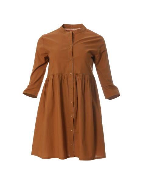 istock Stylish short brown dress on white background 1343477721