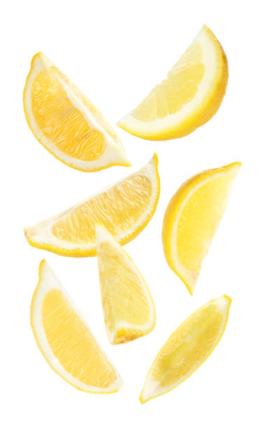 istock Set of falling delicious lemons on white background 1343479108