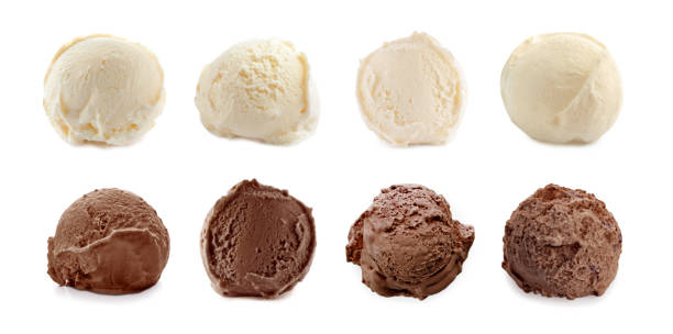 istock Set with scoops of different ice creams on white background. Banner design 1343479109