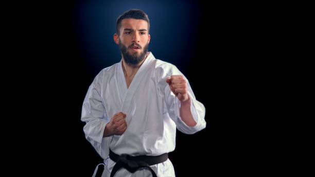 istock Male karate player performing karate stance 1343482317