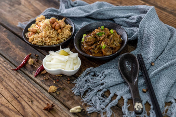 istock Beef food and side dishes are on the wood grain table 1343484591
