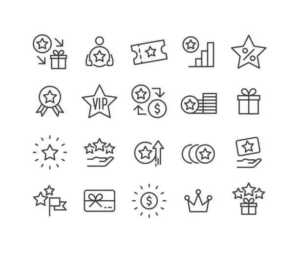 Vector illustration of Member and VIP Icons - Classic Line Series