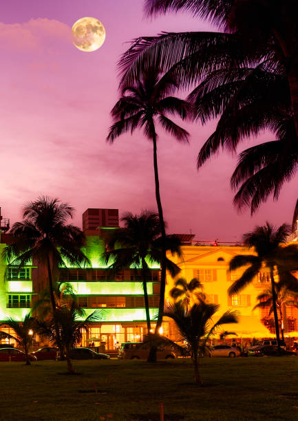 istock Ocean Drive in the moonlight. Miami Beach. 1343486606