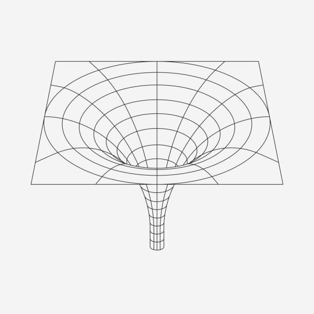 black hole wireframe geometric shape - kara delik stock illustrations