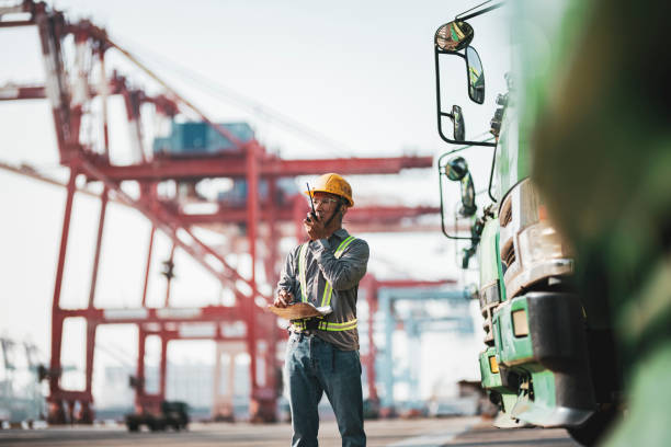 istock Container dockers working in the port 1343492138