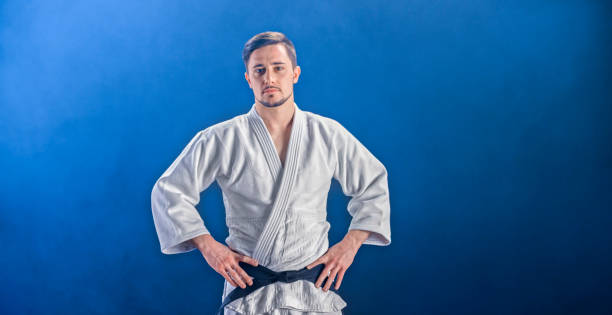 istock Male judo player standing with hands on hip 1343495863