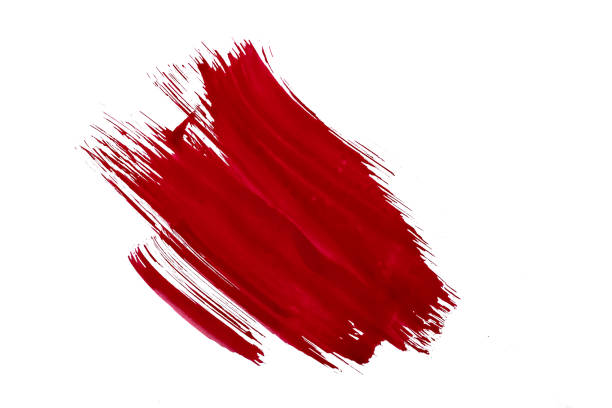 istock Red-maroon ink brush stroke isolated on white background. 1343495995