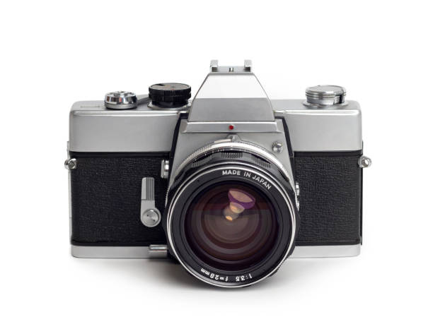 istock Vintage SLR film camera isolated on white 1343499075
