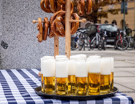 German pretzel with Bavarian beer