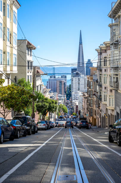 October 6, 2018 - San Francisco, United States: Cars riding the Streets in San-Francisco in the morning
