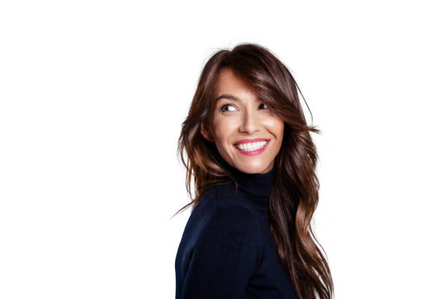 istock Happy middle aged woman studio portrait 1343508343